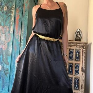 Elegant Black Satin Dress
